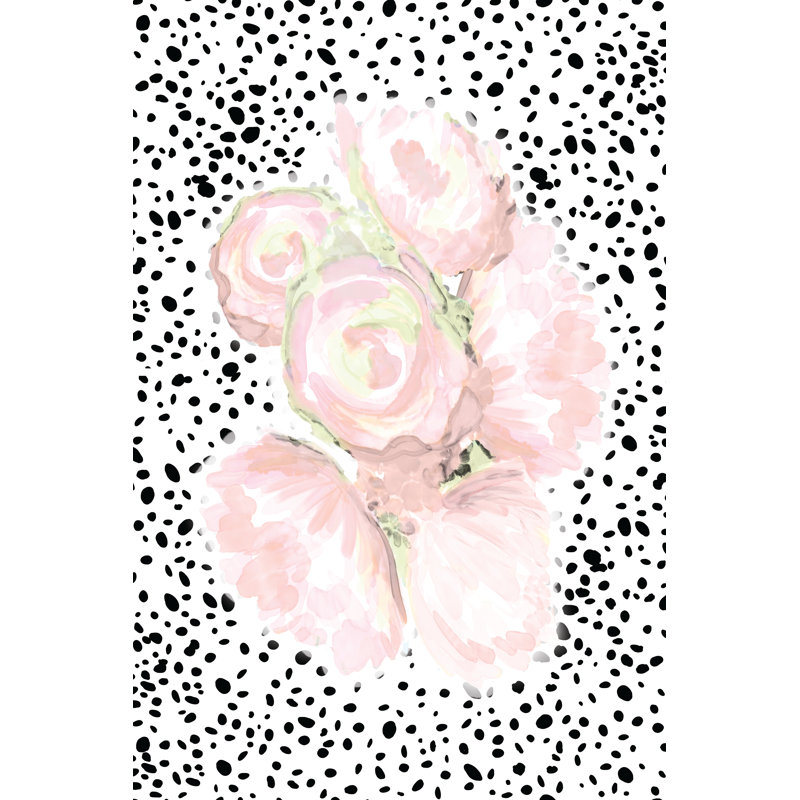 Black Spots with Blush Flowers 1 Piece Wrapped Canvas Wall Art, 46cm H x 30cm W x 3.8cm D