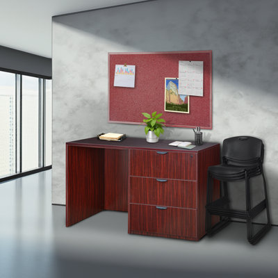 Nickyla L-shaped desk with double pedestal drawer