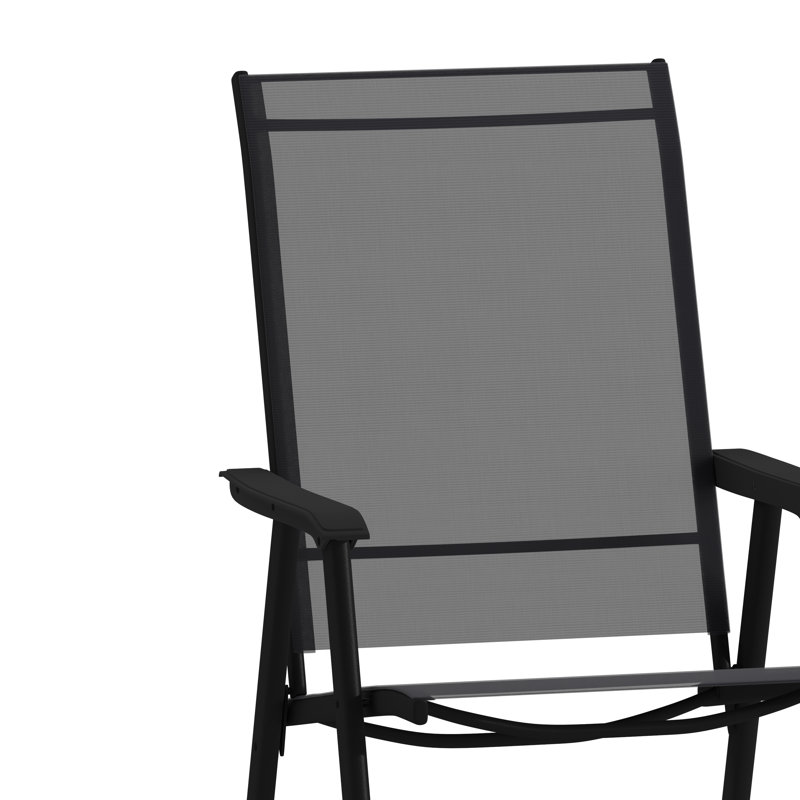 Chaise de patio pliante d'extérieur Hedgesville, Noir