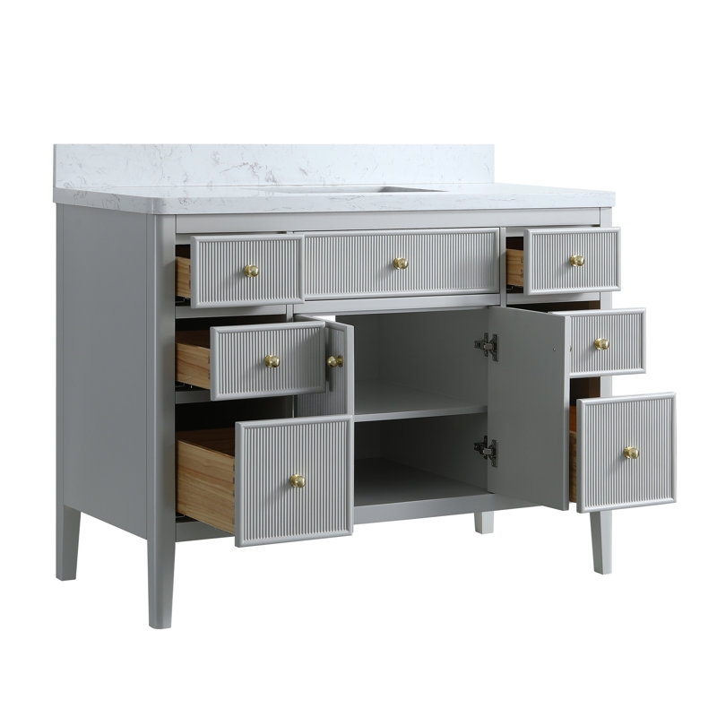 Freestanding Single Sink Bathroom Vanity, Gray