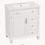 Meuble-lavabo autoportant de 30 po avec comptoir d'évier, armoire en bois massif et panneau de fibres à densité moyenne avec tiroir rabattable, 3 tiroirs et armoire de rangement, comptoir d'évier en céramique, blanc-990044453-990044472-990044474