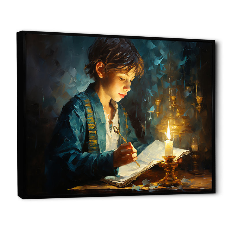 «Judaism Mitzvah Torah Moments I», reproduction sur toile, Cadre flottant noir, H 12 po x l 20 po x P 1 po