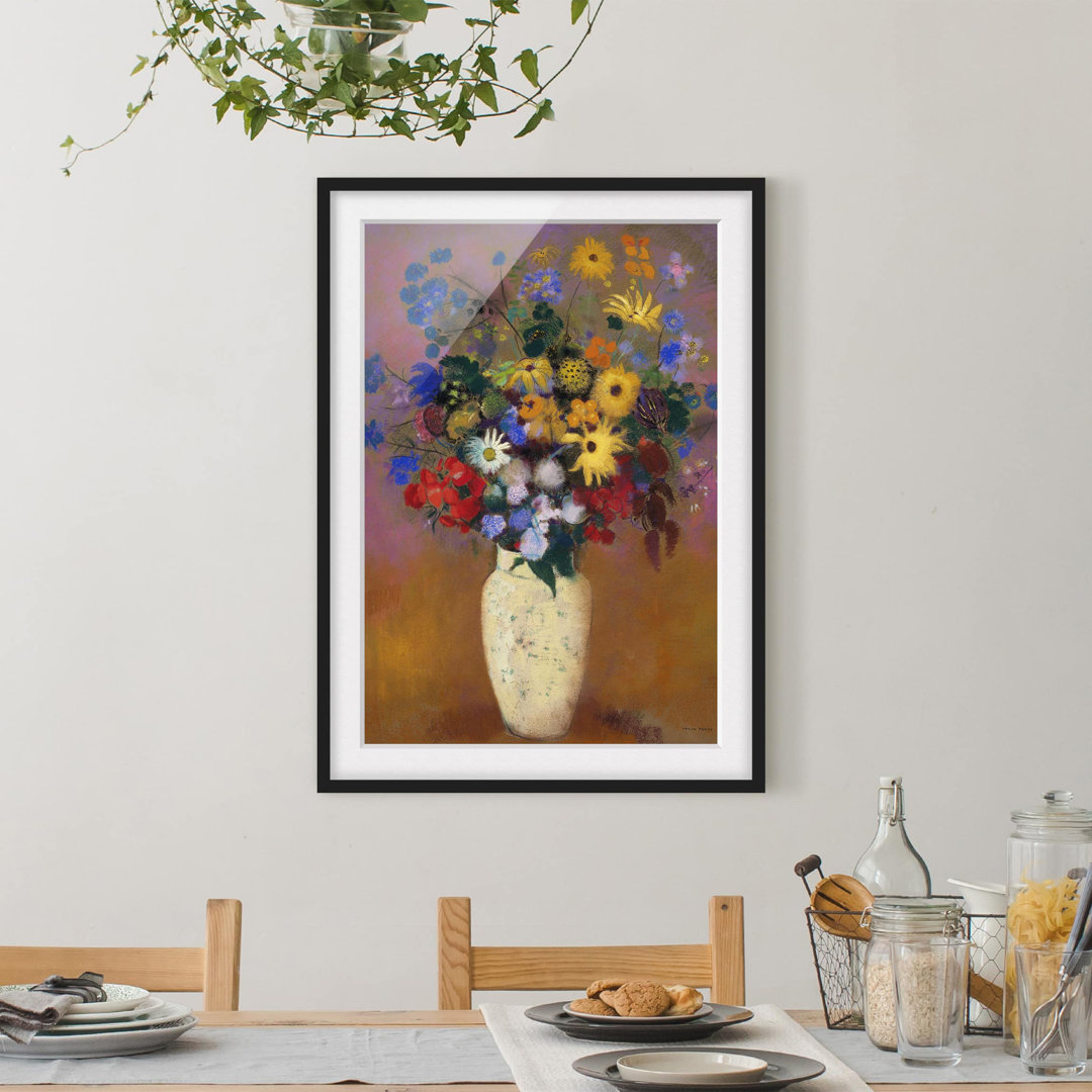 Gerahmtes Papierbild Blumen in einer Vase