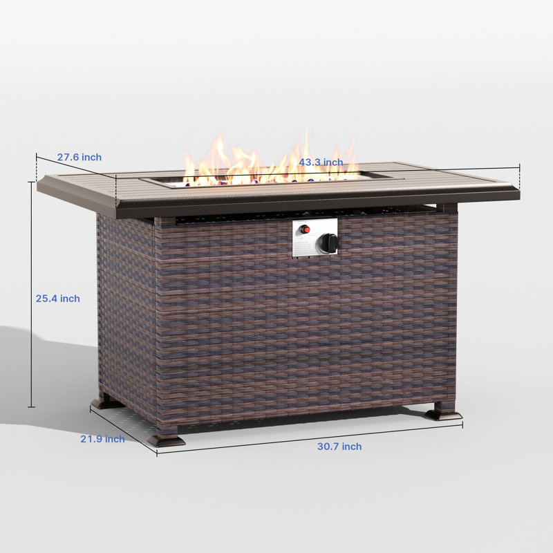 8 - Person Outdoor Furniture Rattan Patio Set With PE Rattan Base Fire Pit Table And Coffee Table, Navy