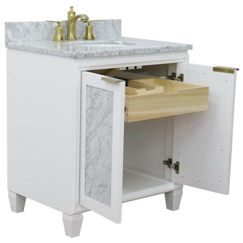 Ensemble de meuble-lavabo simple 31 "avec miroir Schreck, Blanc