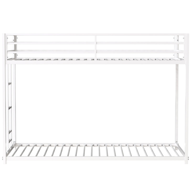 Lit simple superposé au-dessus, structure tubulaire carrée en métal, profil bas, marches confortables, garde-corps, conception à profil interchangeable, idéale pour les adultes