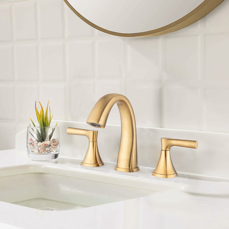 Keener 2-handle Bathroom Faucet with Drain Assembly, Brushed Gold