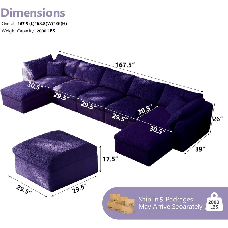 Canapé modulaire Boneless Cloud Couch, Mauve