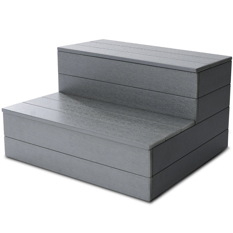 24in Universal 2 Slip Resistant Spa & Hot Tub Steps, Above Ground Pool Steps for Indoor/Outdoor Use, Dark Gray