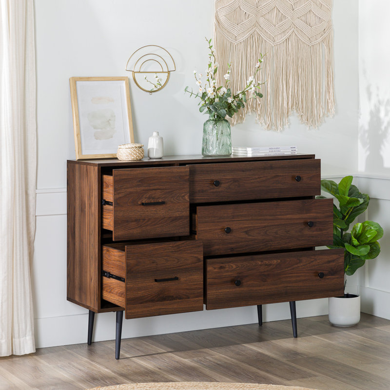 Commode 5 tiroirs Caybree, Noyer foncé
