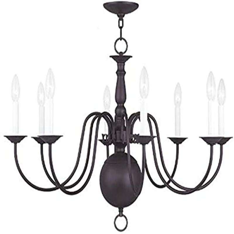 Lustre traditionnel style bougie à 8 lumières Benedetto, Bronze