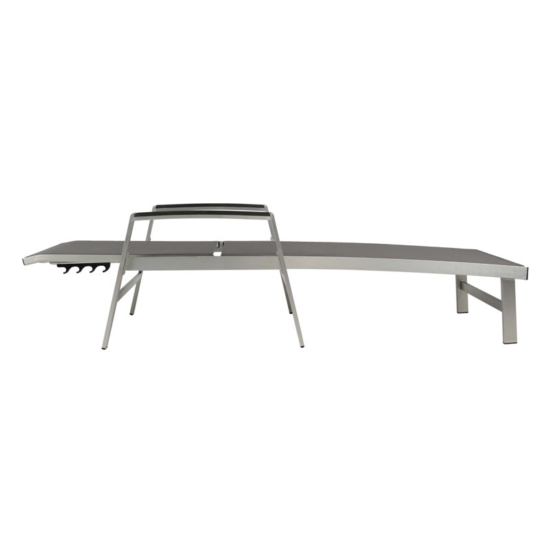 Outdoor Aluminum Chaise Lounge Set Of 2,  Adjustable Mesh Patio Lounger With Frame