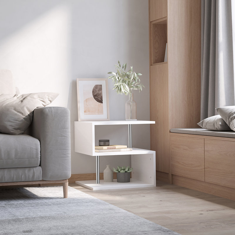 Mote End Table, White, 19.75" H x 19.75" L x 19.75" W