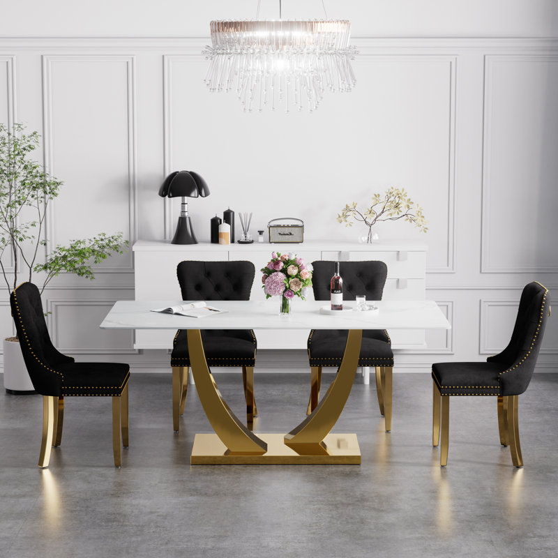 Horten Rectangular 35.4'' W Dining Set, Black, 5