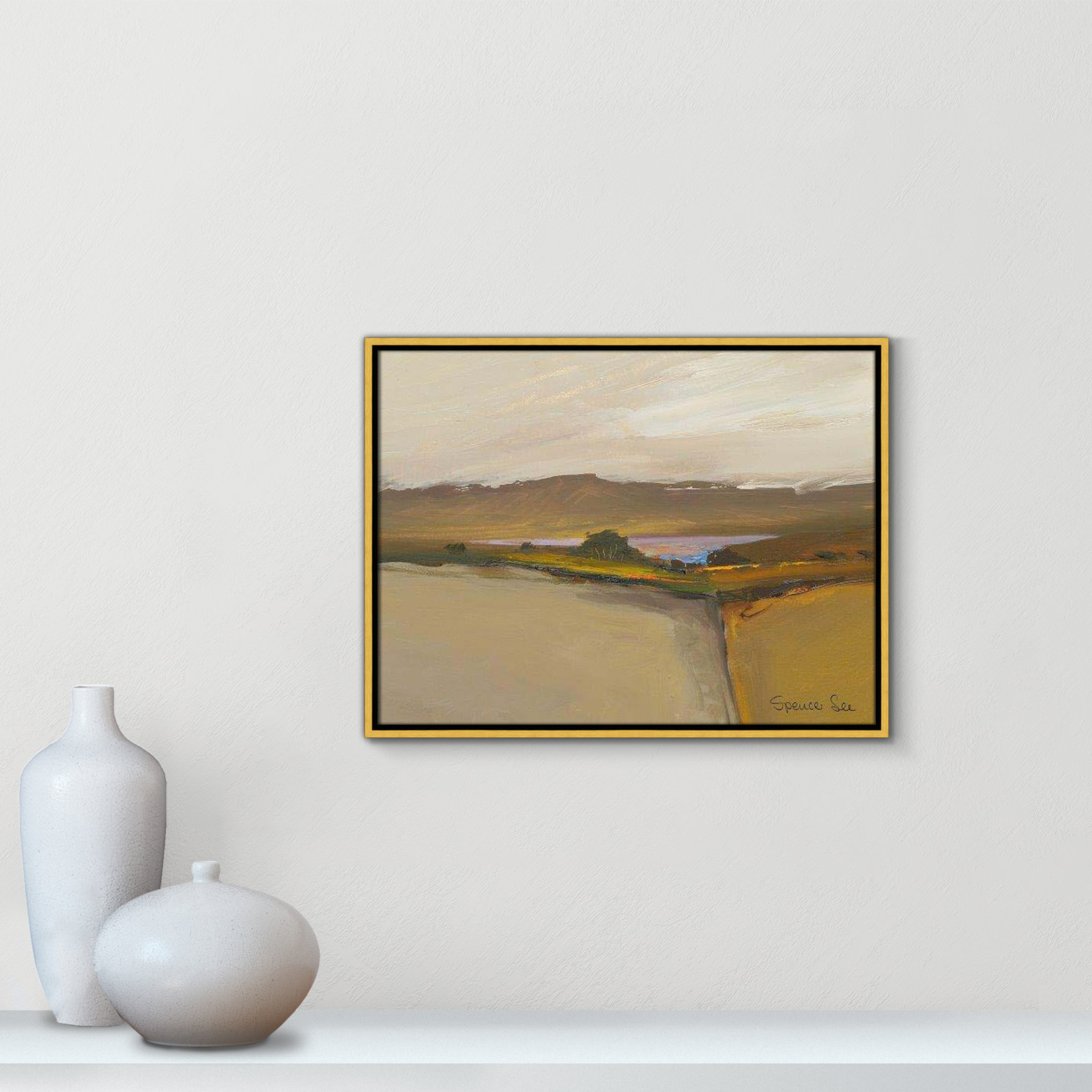 Heaven And Earth IV by Spencer Lee, 19.5'' H x 25.5'' W x 2'' D, Gold Framed