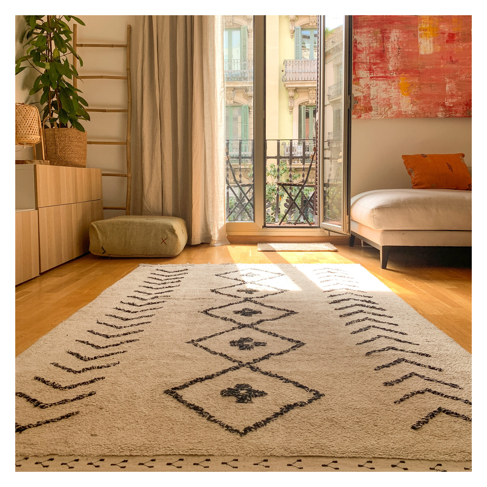 Bereber Classics Cotton Natural/Black Indoor/Outdoor Rug