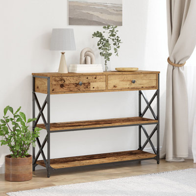 Console Table 100X28x75 Cm Engineered Wood & Steel