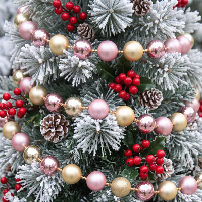 7.5ft Christmas Ball Garland 32 Pcs 5cm Shatterproof Metallic Ornament String for Tree Mantel Fireplace Window Home Indoor Decoration Gift Christmas Decor Gifts