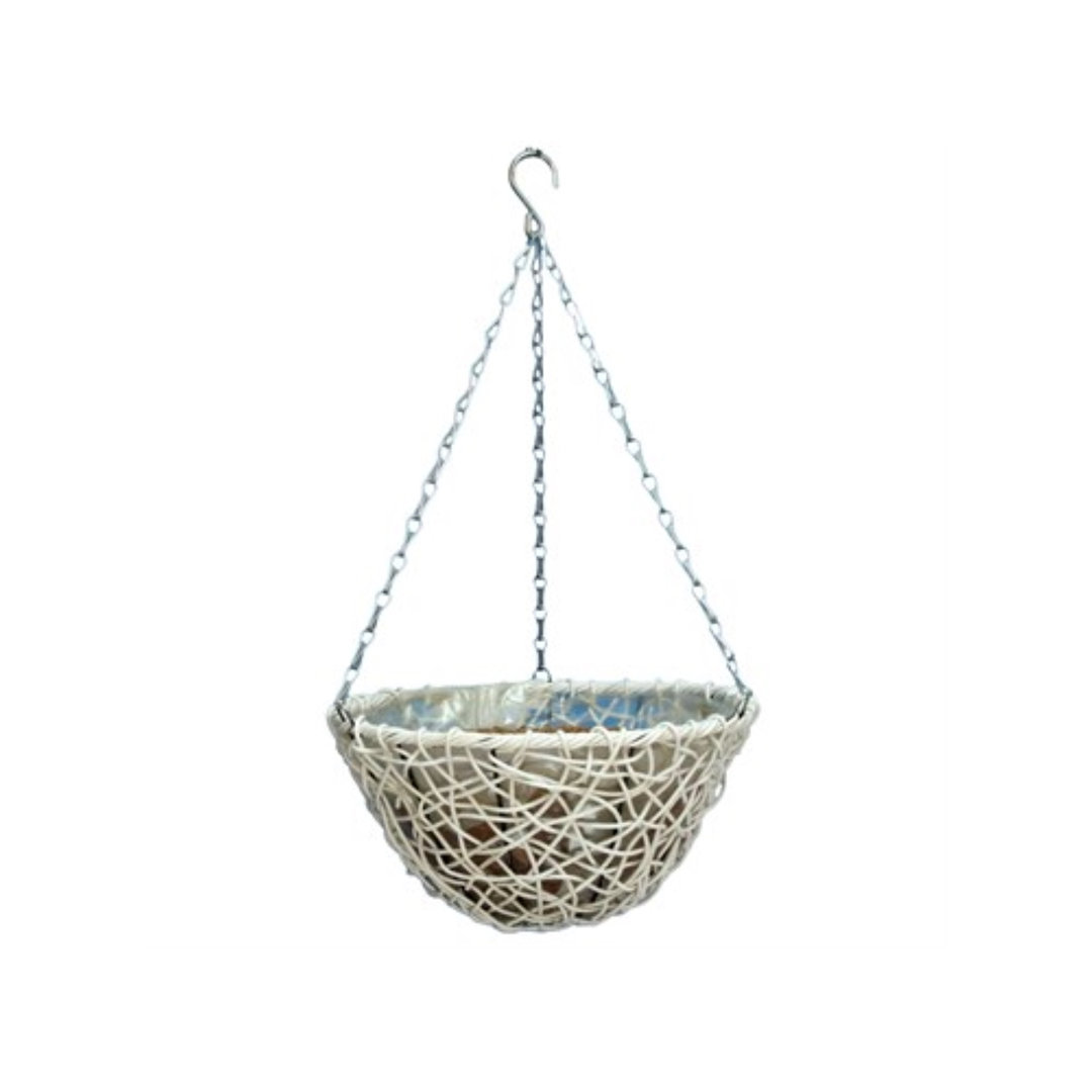 Gardener Select Resin Wicker Hanging Basket, White, 12" Gardener Select