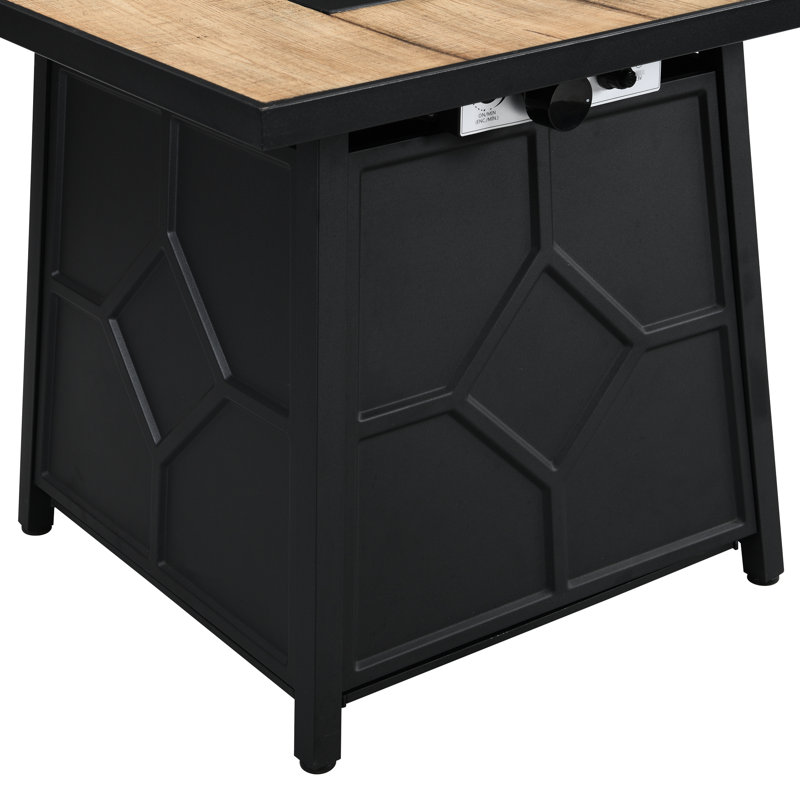 Table de foyer d'extérieur au propane de 28 pouces avec couvercle imperméable 40 000 po, brun, + fer à repasser, assemblage facile, table à gaz avec allumage automatique pour l'extérieur, bureau de carrelage, coin détente