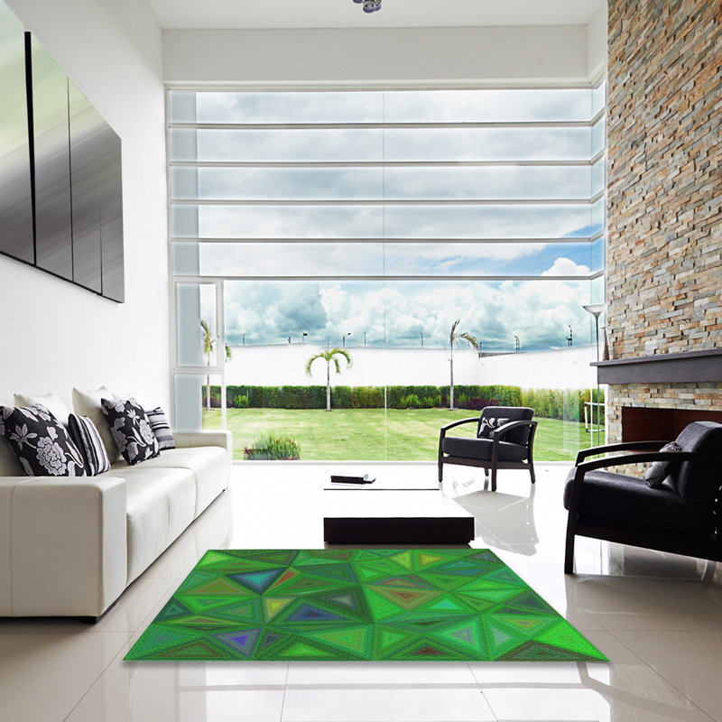 Tapis vert à motif géométrique Schiffer, Carré 6 pi