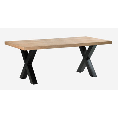 Pascoe Ash Rectangular Wood Top Dining Table with Steel Base