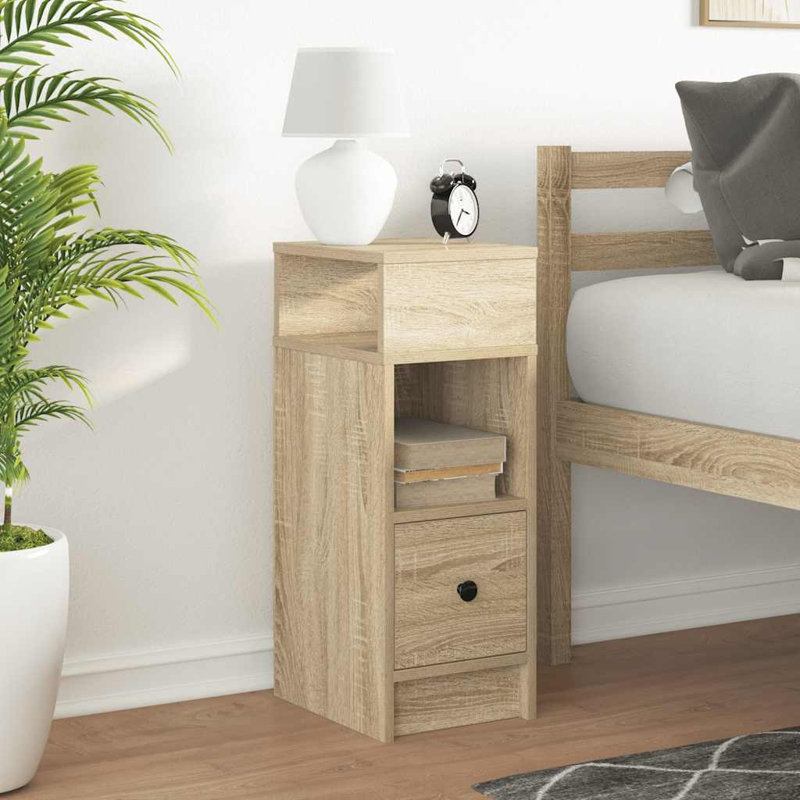 Rozario 25cm W Manufactured Wood Bedside Table, 1, Sonoma Oak