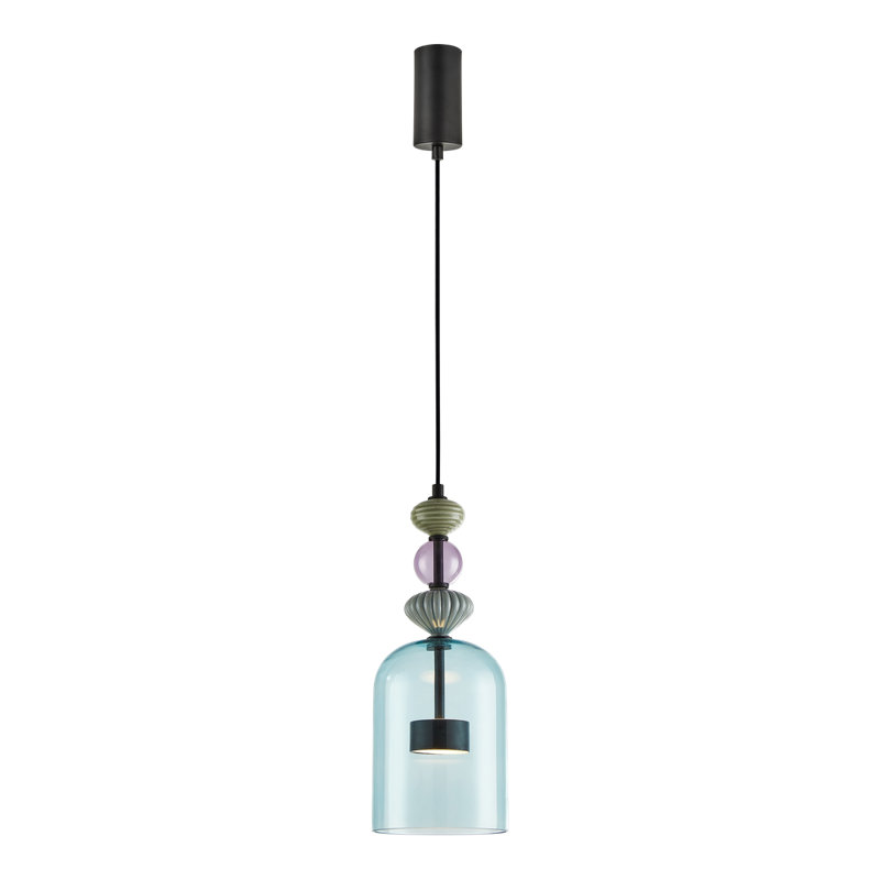 Arte 1 - Light LED Cylinder Pendant, 149cm H x 16cm W x 16cm D, Black, Grey/Brown/Blue