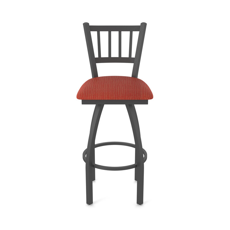 Tabouret pivotant XL 810 Contessa, Étain, Tissu - graphite coquelicot, Tabouret de comptoir (siège d'une hauteur de 25 p