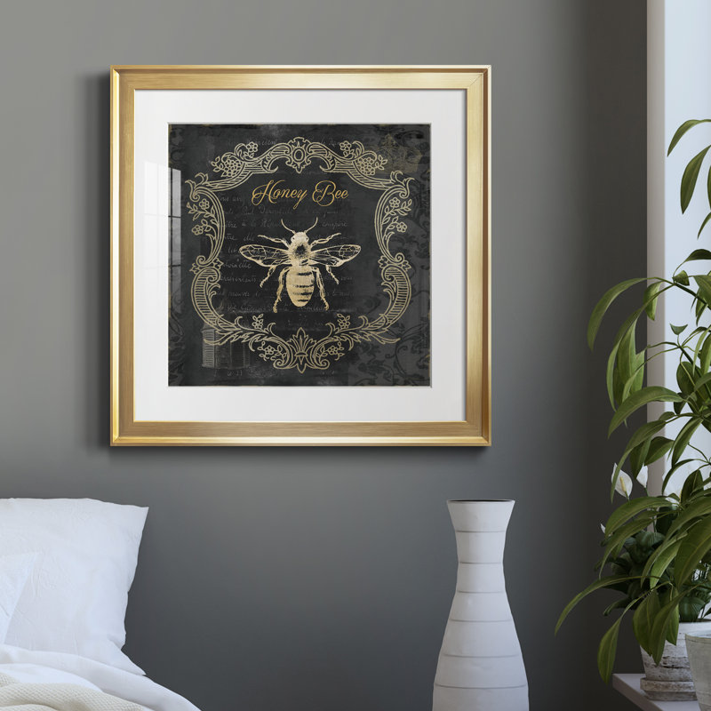 Royal Honey Bee II - Reproduction d'art graphique sur papier encadré, H 26,5 po x l 26,5 po x P 1,5 po, Papier encadré doré