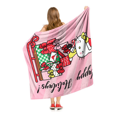 Sanrio Hello Kitty Happy Holidays Silk Touch Throw Blanket, Festive Character Decor, 50x60 Inches