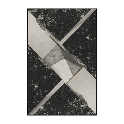 Tapis gris moelleux et moelleux à motif géométrique rustique moderne