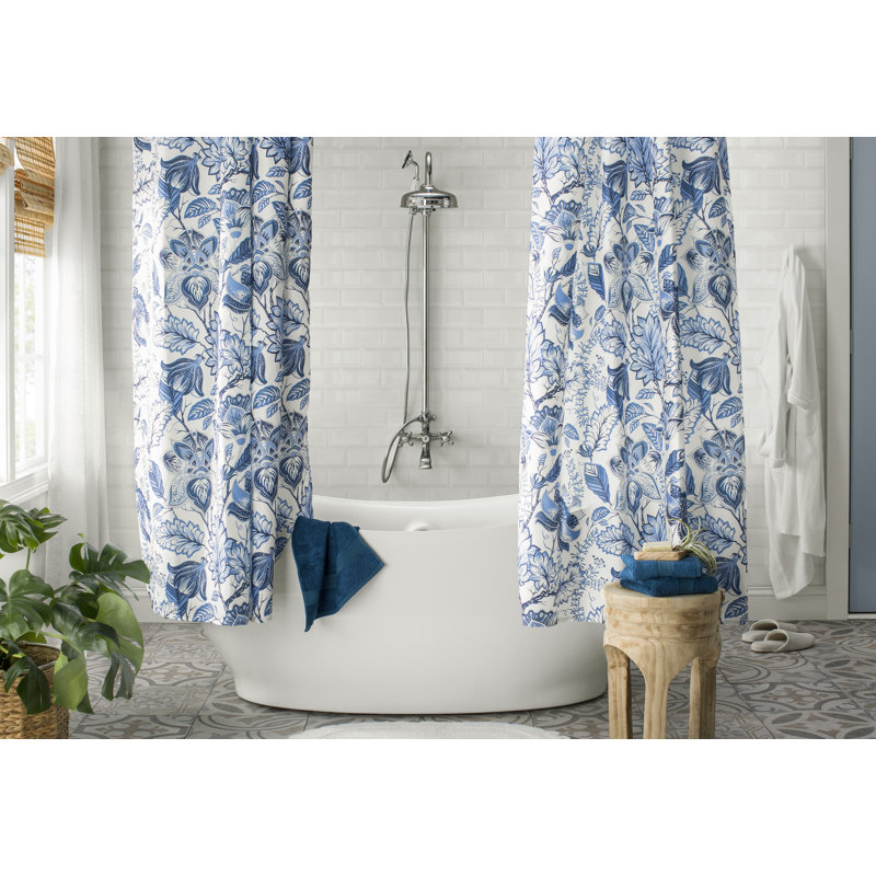 Morganton Polyester Shower Curtain, Blue