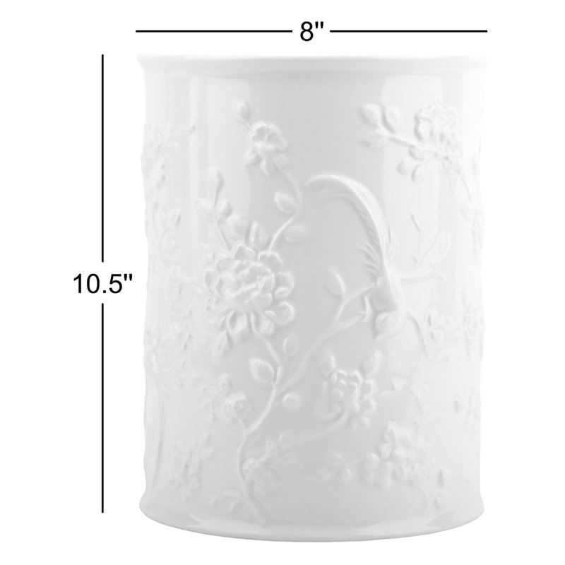 Ceramic / Porcelain Open Waste Basket - 2 Gallons, White