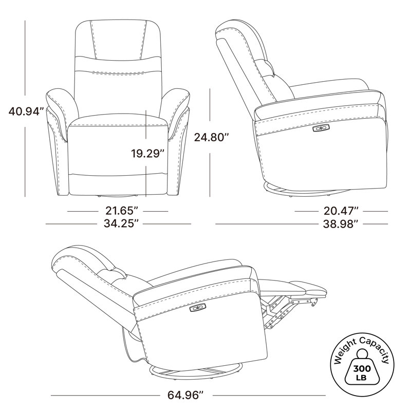 Fauteuil inclinable électrique pivotant en cuir véritable Avin Martina (ensemble de 2), Gris