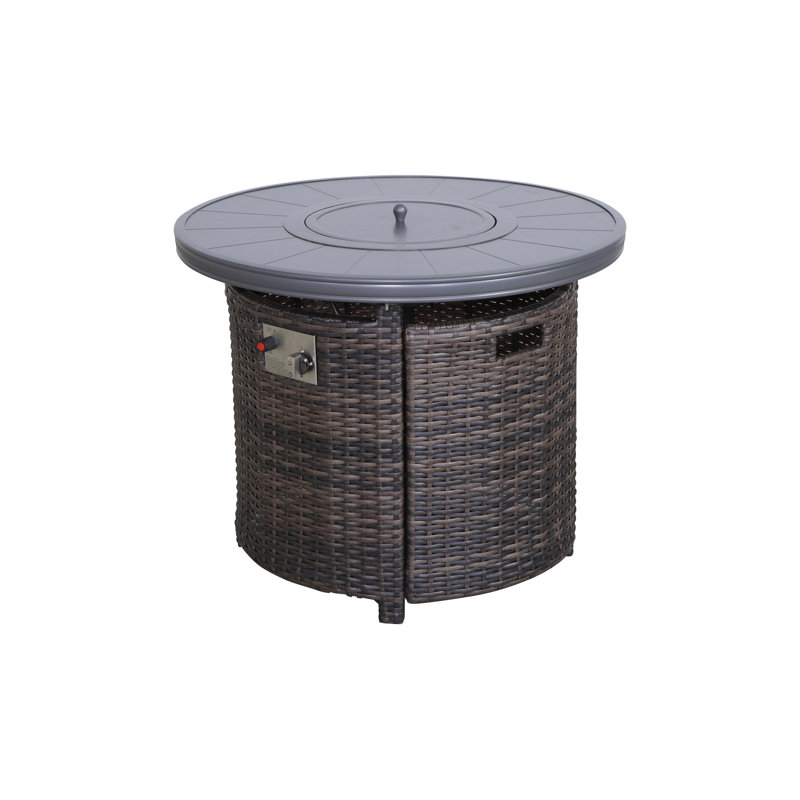 Chamari Round Steel Propane Smokeless Fire Pit Table with Hidden Fuel Tank, Espresso