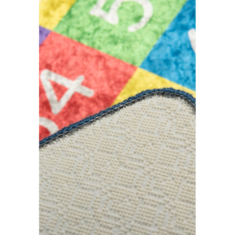 Tapis rectangulaire rouge / vert / bleu en velours tissé à la machine Denn, Rectangle 3 pi 3 po x 5 pi 3 po