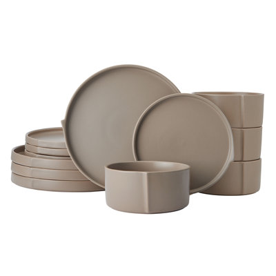 Pfaltzgraff Contemporary Edge 12-piece Dinnerware Set, Service For 4 In Brown
