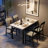 Modern Style 5-Piece Dining Table Set with Rectangular Faux Marble Top Dining Table and 4 Velvet Upholstered Dining Chairs, 4-Person Dining Set with Under-Table Storage-2009480902