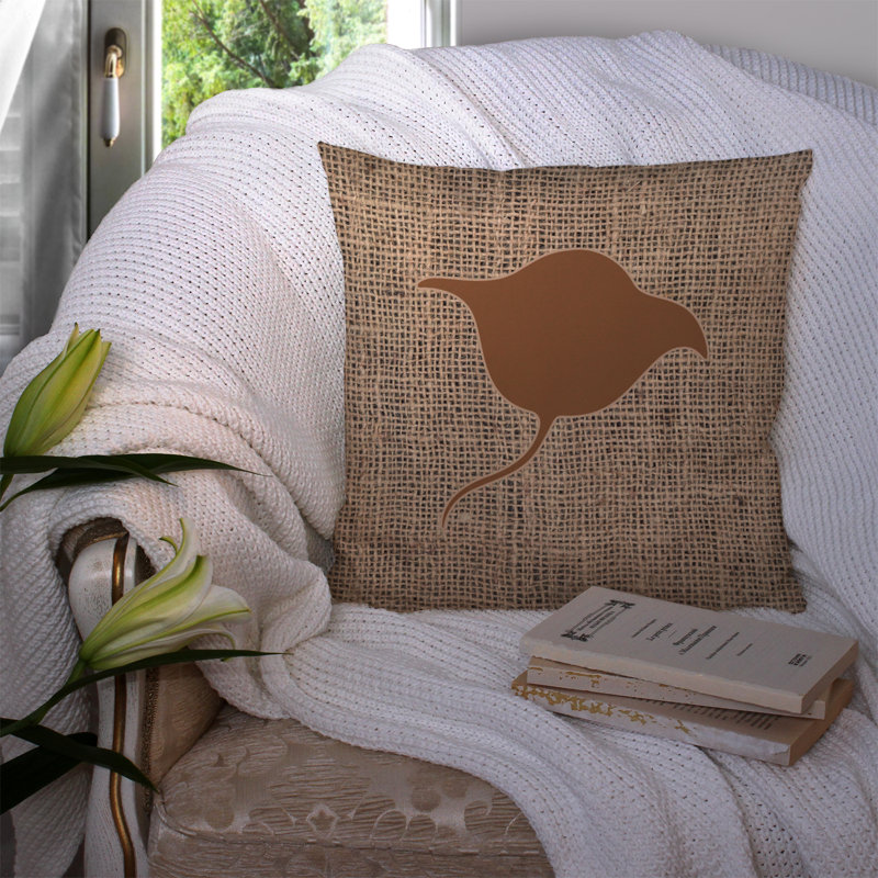 Coussin décoratif intérieur/extérieur en toile jute Stingray, Brun, H 18 po x l 18 po x P 5,5 po