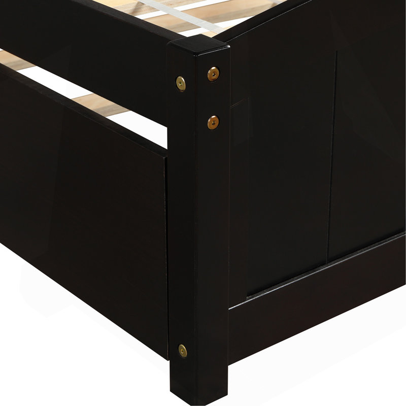 Lit plateforme simple avec lit gigogne, Espresso