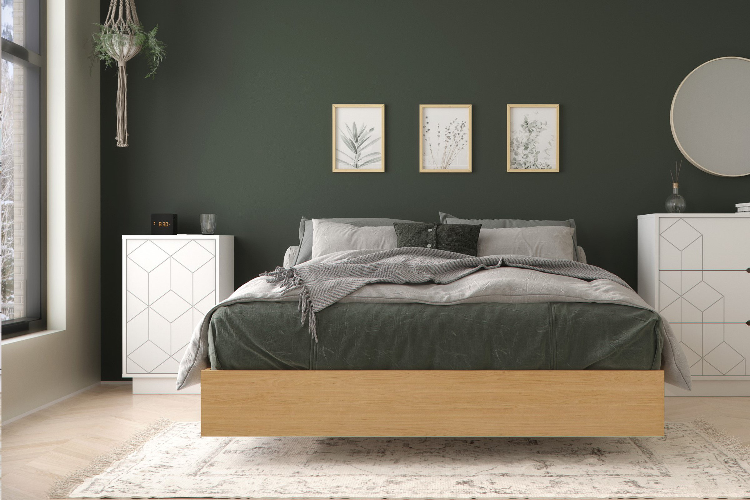 Latitude Run® Baracuda 2 Piece Full Size Bedroom Set, Natural Maple And ...