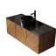 Meuble-lavabo 48 po, comptoir en pierre frittée noire, armoire à grain en chêne brun, fermeture en douceur, assemblage facile avec cuve en céramique ronde, motif, grand rangement, fermeture