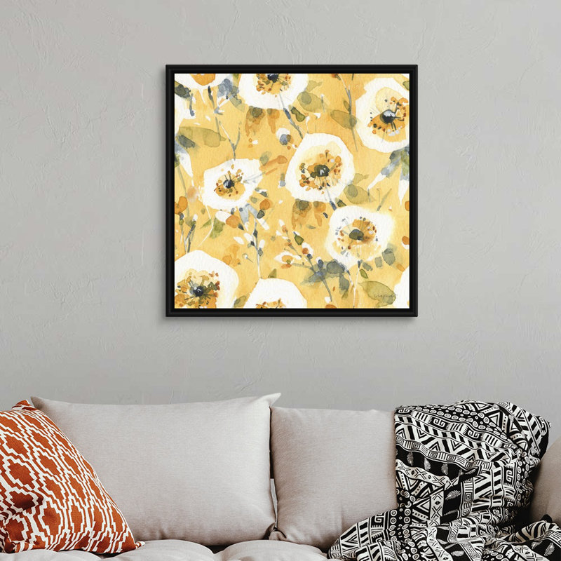 «Happy Yellow 23» par Lisa Audit - reproduction d'art, Toile avec cadre noir, H 32 po x l 32 po x P 1,75 po