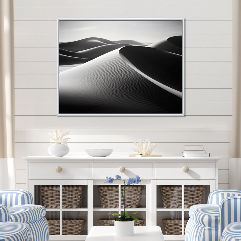 Photo de plage - Sable ensoleillé - impression, 34" H x 44" W, Cadre flottant blanc