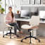 Mid-Century Modern Swivel Office Chair – Faux Leather Seat with Bentwood Back & Base-1653094348