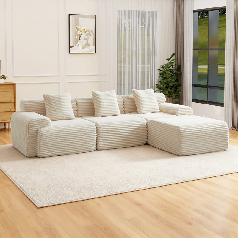 Canapé modulaire de 114 po Cloud, Velours côtelé beige