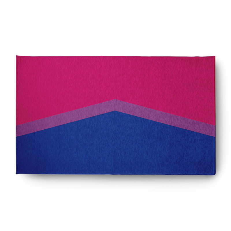 Tapis en chenille tissé à la machine en rose / bleu Samoni, Rectangle 3 pi x 5 pi
