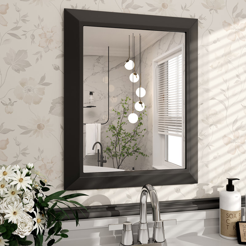 Miroir de meuble-lavabo mural Molly, 20 po x 16 po, Noir