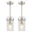 Luminaire suspendu moderne en nickel avec abat-jour en verre transparent à 1 lumière Aaron-2130564158